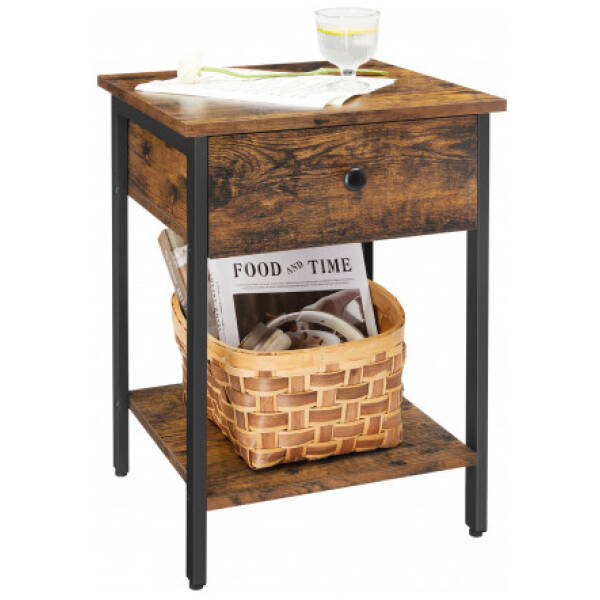 sidobord sangbord med lada vintage brun svart 40x40x55 cm