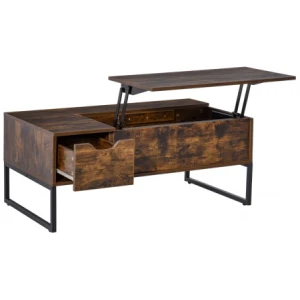 soffbord med hojdjusterbar bord 100 x 60 x 40 cm vintage brun