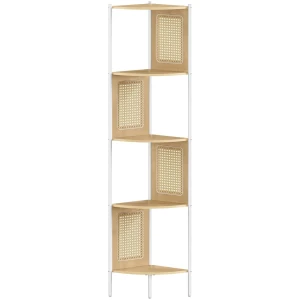 5-etagers Hjørnehylde i Zigzag Rattan Eg 32 x 32 x 156,5 cm