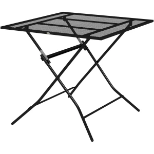 Udendørsbord Firkantet Sammenklappeligt – 80 x 80 x 74 cm, Metalnet, Sort