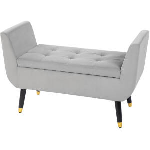 Sengebænk Luksus med Opbevaring, Fløjl Lysgrå, 107 x 42 x 65 cm.