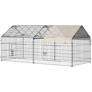 XL Udendørs Bur Til Smådyr / Høns Metal Sort 220 x 103 x 103 cm