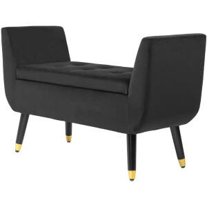 Sengebænk Luksus med Opbevaring, Fløjl Sort, 107 x 42 x 65 cm.