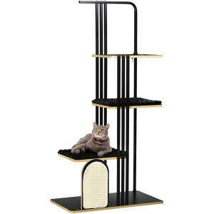Kradsestativ Industrielt Design 3 Platforme, 2 Liggepuder, Kradsvæg, Stålramme, 170 cm (H) Sort
