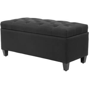 Hallbænk - Sengebænk med Opbevaring 100 x 40 x 44 cm, Hør Lignende, Sort.
