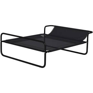 Hundeseng, Hævet Design, Meshbetræk, Stålramme, 29 x 91 x 69 cm, Sort.