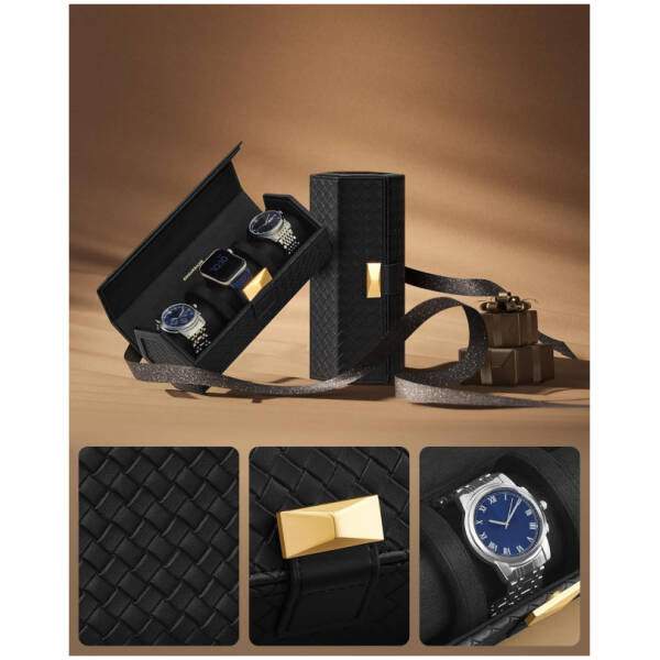 klockfodral resa rulle for 3 klockor ronne collection vavt lader blacksvart 98 x 212 x 87 cm 1
