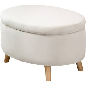 Bænk med Opbevaring Skammel Oval Form 71 x 51,5 x 42 cm, Beige