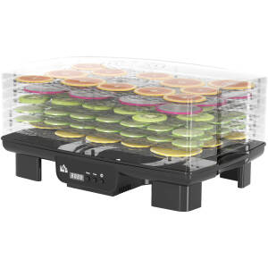 Madtørrer - Frugttørrer 6 Niveaer Dehydrator 40-70℃, 43 x 29,5 x 28 cm, Sort