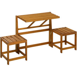 Havebænk med bord teak 2-i-1 – 158 x 48 x 80 cm