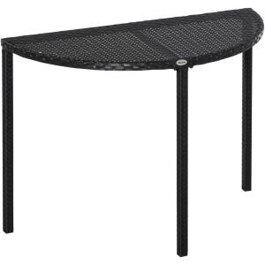Balkonbord Halvrund Rattan 100 x 50 x 74 cm Sort