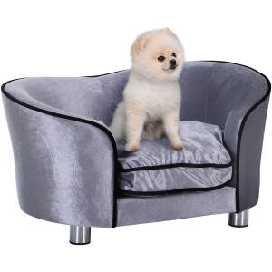 Hundeseng, Vaskbar Siddepude Sofa Fløjl Grå 69 x 49 x 38 cm