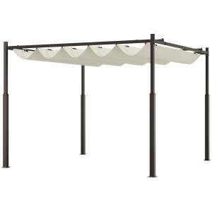 Have Pergola 3 x 3 m Utrækkeligt Tag Metalramme Cremehvid