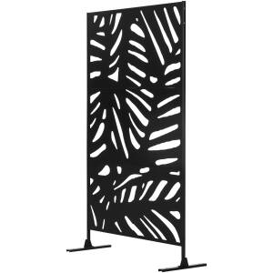 Skærmvæg 122 x 45 x 198 cm sort – palmeblad design