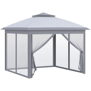 Sammenklappelig Pavillon 330 x 330 x 288 cm Grå