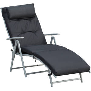Justerbar Solseng med Pude Metal og Stof Grå 137 x 63,5 x 100,5 cm