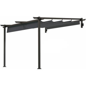 Pergola mod Væg med Sammenklappeligt Tag 297 x 297 x 200/230 cm Sort Mørkegrå
