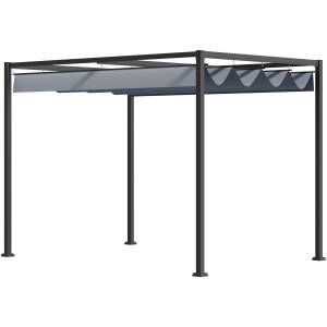 Pergola med Skydetag 298 x 213 x 221 cm Metal Mørkegrå