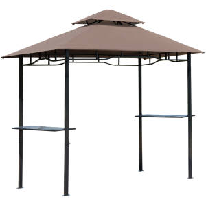 Grillpavillon med Hylder Flammebeskyttet Brun 245 x 148 x 252 cm