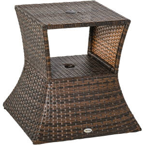 Havebord med Parasolholder 54 x 54 x 55 cm Brun Rattan