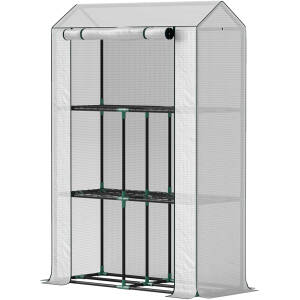 Drivhus med 3 hylder og rullegardin dør 100 x 40 x 150 cm, hvid