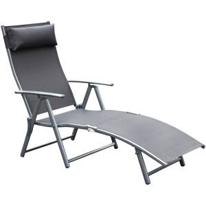Justerbar Solseng med Pude Metal og Stof Grå 137 x 63,5 x 100,5 cm