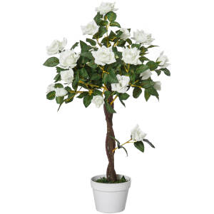 Kunstig roseplante med krukke – Hvid, Ø18 x 90H cm