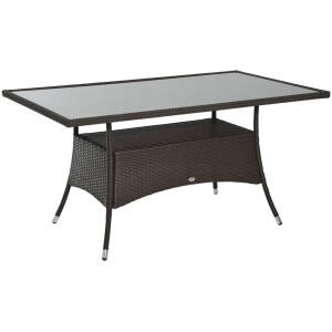 Glas Havebord - Spisebord 150 x 85 x 74 cm Rattan Brun Sort