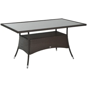 Glas Havebord - Spisebord 150 x 85 x 74 cm Rattan Brun Sort