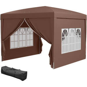 Pavillon med 4 Sidovægge 3 x 3 m Brun