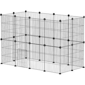 Smådyrsbur – modulært design, 0,72 m² areal, stål, sort