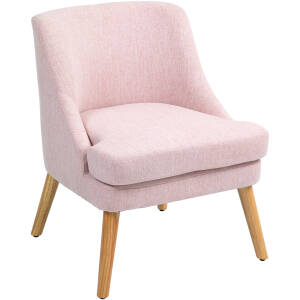 Lænestol moderne design rosa med egetræsben
