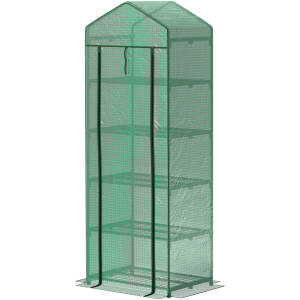 Drivhus med 5 hylder, 69 x 49 x 193 cm, transparent - grøn