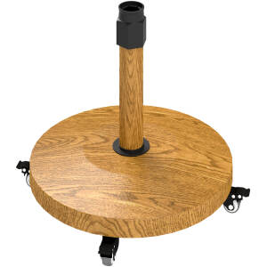 Parasolholder med hjul, trælook, Ø48 x 44 cm, metal og beton, 24,5 kg