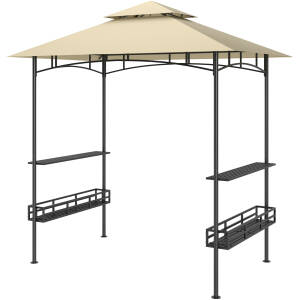 BBQ telt / grill pavillon med hylder, flammehæmmende beige, 240 x 150 x 257 cm