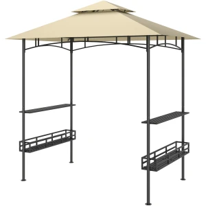 BBQ telt / grill pavillon med hylder, flammehæmmende beige, 240 x 150 x 257 cm