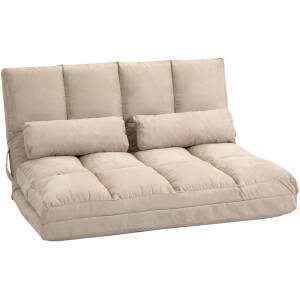Gulvsofa, sovesofa med justerbart ryglæn, beige, 102 x 73 x 60 cm