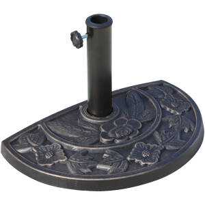 Halvrund parasolfod i bronze med rustfri stålholder – 9 kg