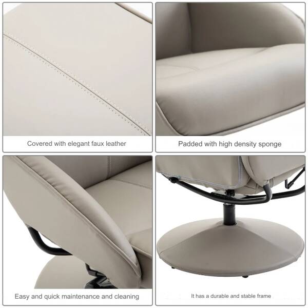 relax fatolj med fotpall fallbart ryggstod modern lader gra 5