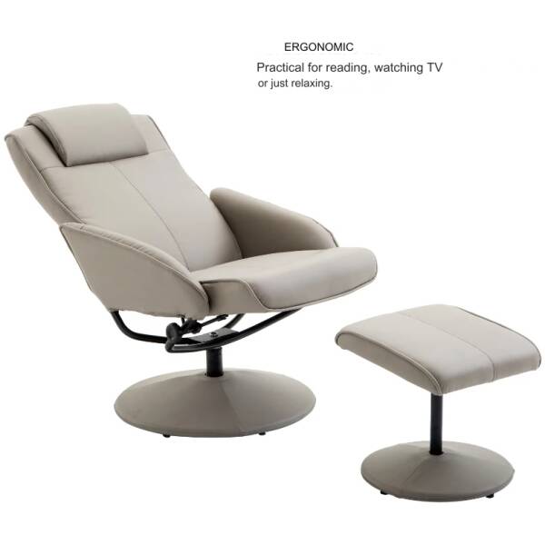 relax fatolj med fotpall fallbart ryggstod modern lader gra 6