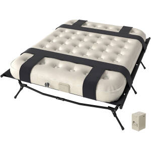 2-i-1 campingseng med oppustelig madras og automatisk pumpe – 200 x 153 x 56,5 cm