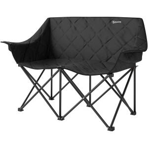 2-personers campingstol med køletasker og bæretaske – Sort – 145 x 60 x 92 cm