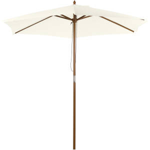 Justerbar Parasol i Bambus – Ø2,5 x 2,3 m – Cremehvid