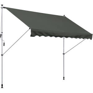 Markise med Gulv-til-Loft Beslag – 300 x 150 cm – Grå
