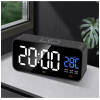 Digital LED vækkeur med snooze, lydaktivering, dato & temperatur – USB & batteridrift – sort, moderne og kraftigt lydniveau